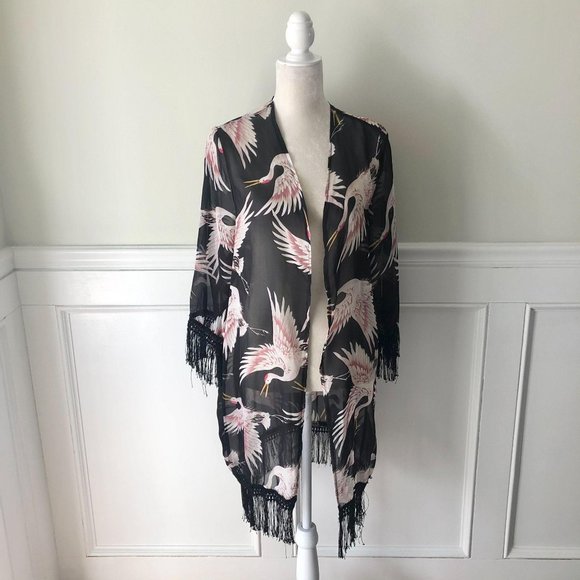 Bondi Other - Bondi Crane Print Kimono Cover Up